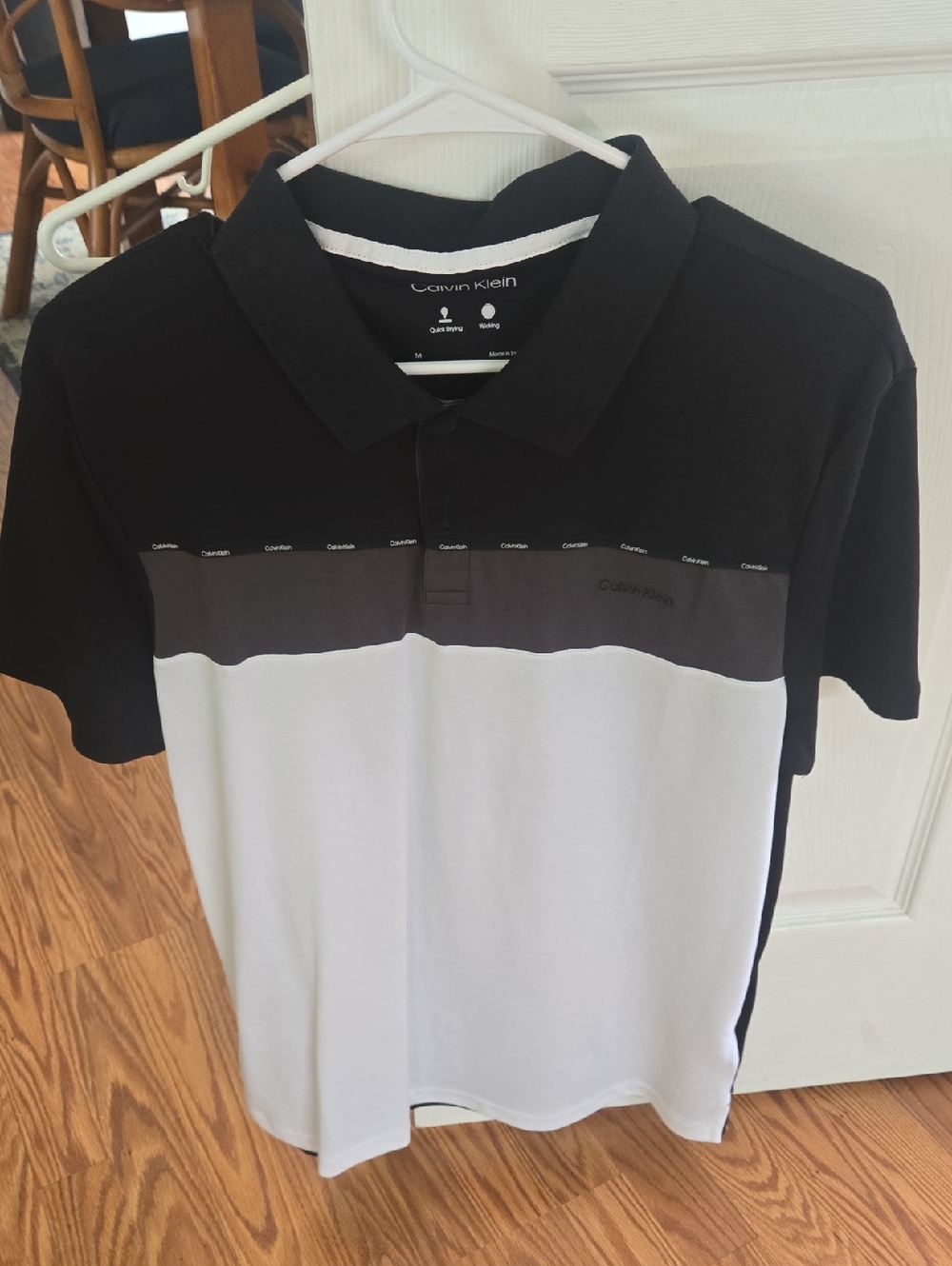 Calvin Klein Black, Gray & White Men’s Colorblock Polo